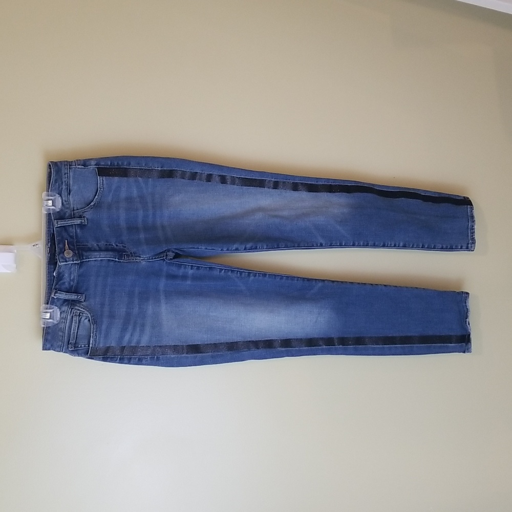 Lucky Brand Lolita Skinny Jean With Black Glitter Stripe Size 4